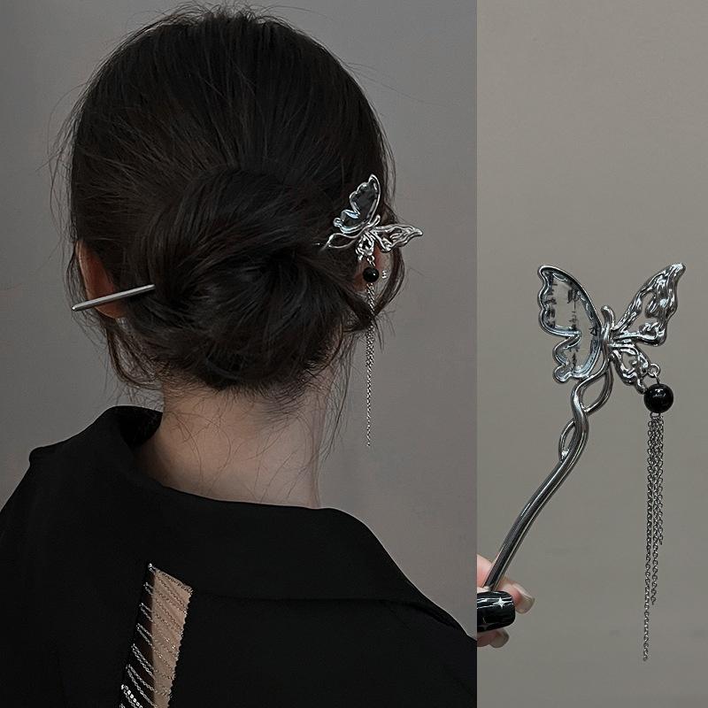 Chinese Style Hairpintassel Hairpins Vintage Butterfly Flower Temperament Elegan Hair Flower Tasse Chinese Hanfu Accessories