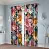 2pcs, Curtains&Drapes 2D Print Beautiful Purple and Pink Flowers Fabric (without Rod) Thermal Insulation, and Room Darkening
