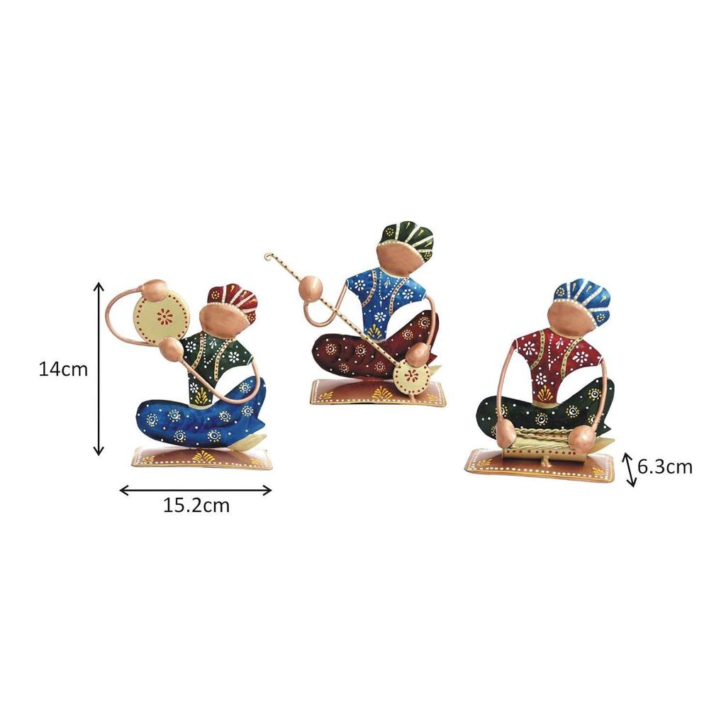 Rajasthani Musicians Handmade Decorative Gift Item Showpiece In Iron for Home Décor - 5.5 Inch
