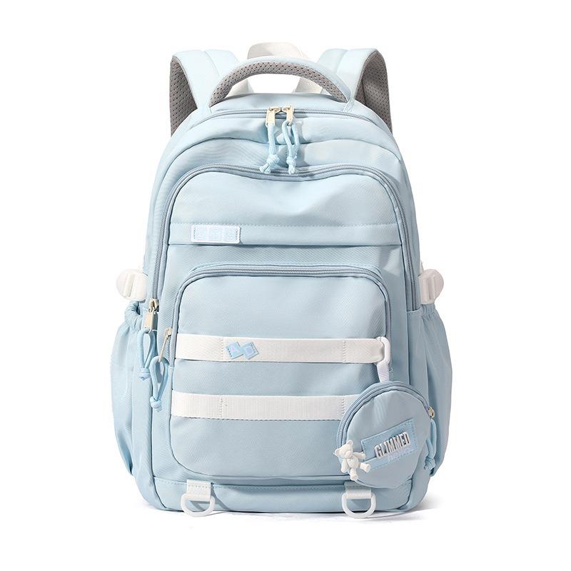 New Trendy Nylon Primary School Students School Bag Simple Solid Color Waterproof Unisex Backpacks Large Capacity Junior High School Student Book Bags