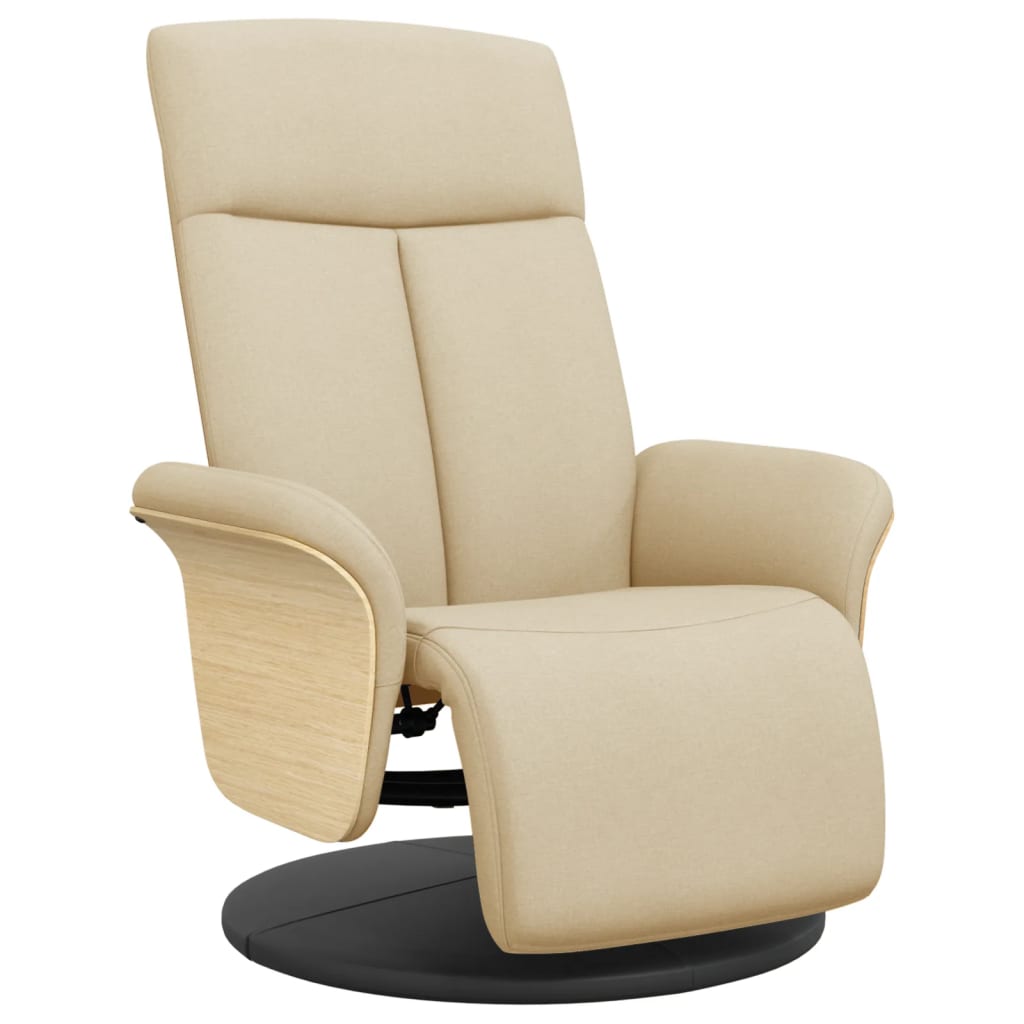 Recliner with Footrest Cream Fabric