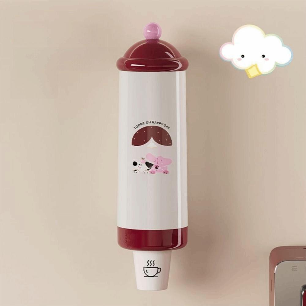 Wall-Mounted Automatic Cup Dispenser Dust-Proof Paper Cup Storage Rack Bar Counter