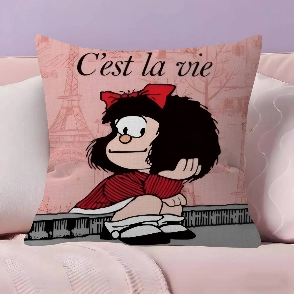 Cute Cartoon M-Mafalda   Pillow Cover for Bedroom Room and Living Room Sofa Decorative Cushion Cover