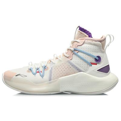 Li Ning SONIC 8 Rutschfest Abriebfest High-Top Basketballschuhe Herren Rosa Weiß ABAQ107-3