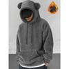 Plus Size Hooded Long Sleeve Casual Mens Coral Fleece Pullover Sweatshirt