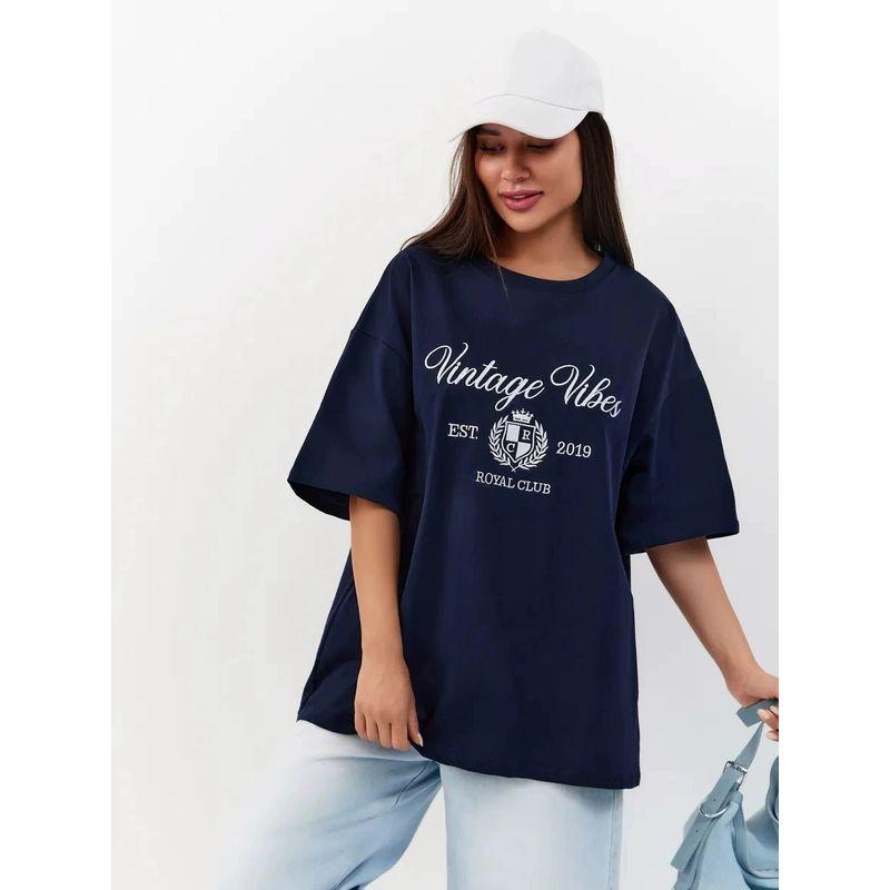 New Printed Letter T-shirt European and American New Fashion Print Round Neck Short Sleeve Cotton T-shirt Top