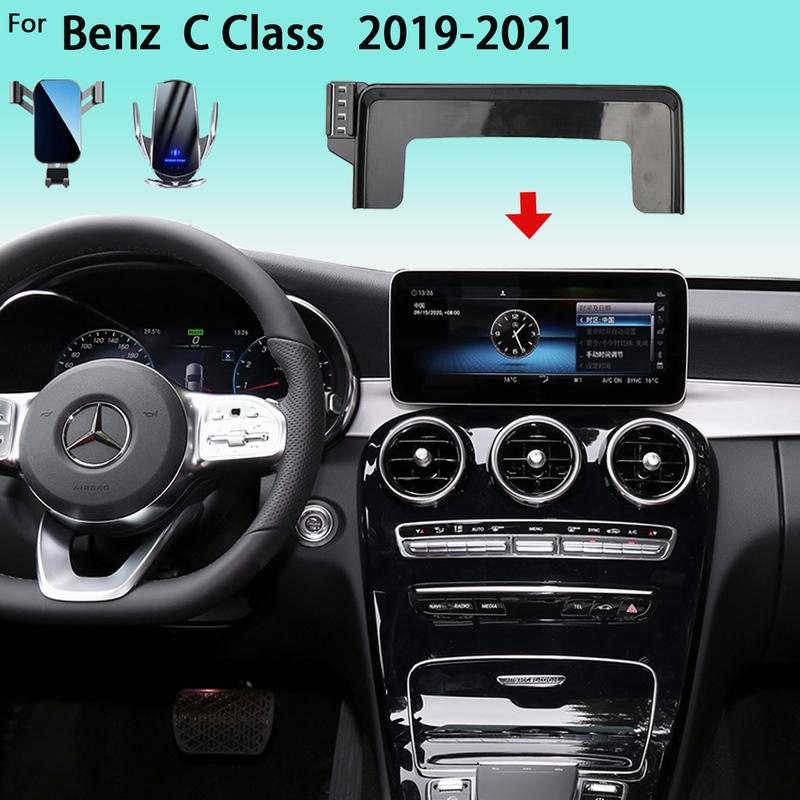Car Phone Holder For Benz C Class W205 - 10.25" Screen Mobile Phone Support Car Mounts 15W Wireless Charging Accessories