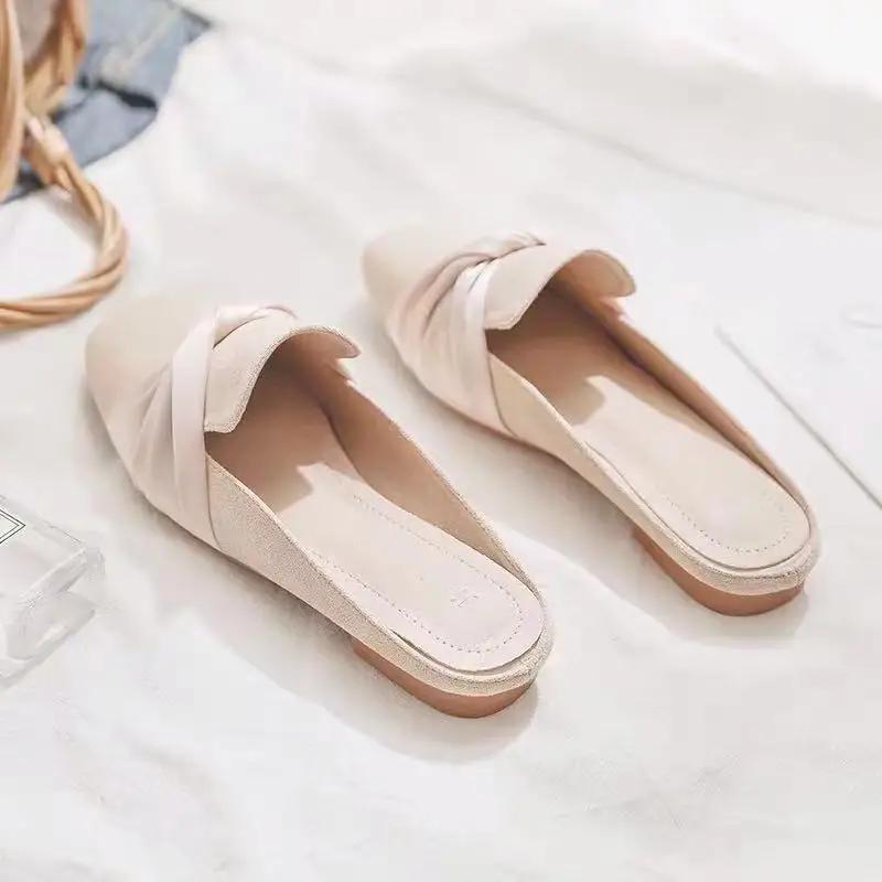 Fashion Flat Women's Slippers and Ladies Sandals With Bow Slides New Fashion On Promotion Easy Wears Offer Clappers H Sandal Pvc Shoes