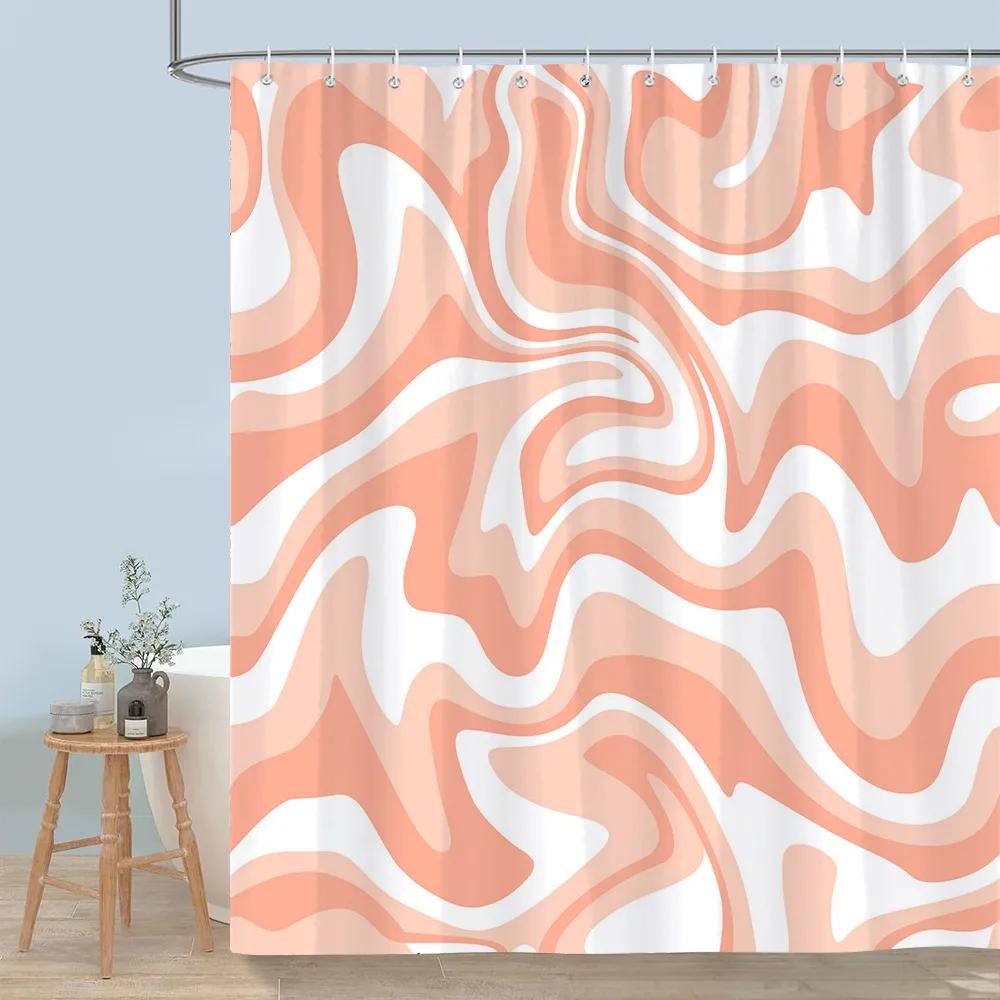 Colourful Abstract Lines Shower Curtain Modern Minimalist Style Flowing Art Polyester Shower Curtains Bathroom Decor With Hooks