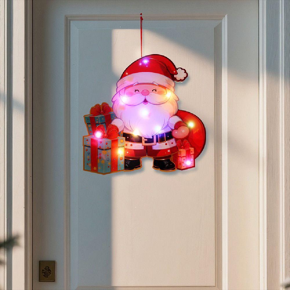 Cartoon Luminous Door Hanging Pendant Elk Christmas Decorations Pendant Kids Gift