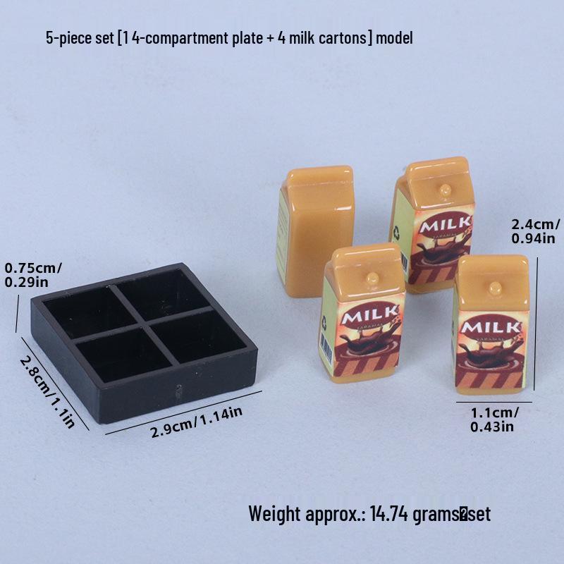 Dollhouse Milk Box Model | Miniature Food Toy Compartment | Play House Decoration Ornament