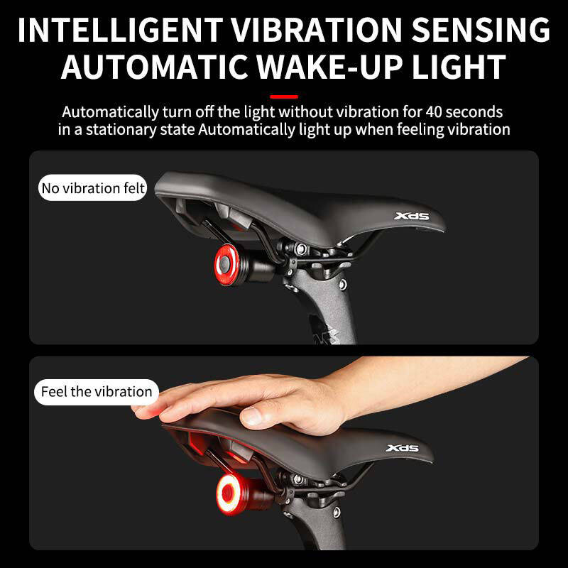 Smart Brake Bicycle Tail Light Type-C Rechargeable MTB Rear Light Waterproof IPx6 Charging LED Cycling Light Bike Warning Light