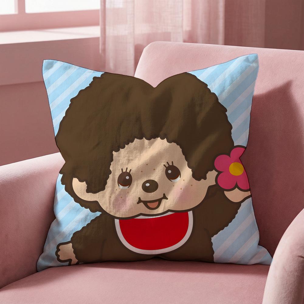 Cartoon M-Monchhichis Cushion Cover Multi-Scene Pillow Cover for Home & Car - Reversible, Soft & Durable for Daily Use