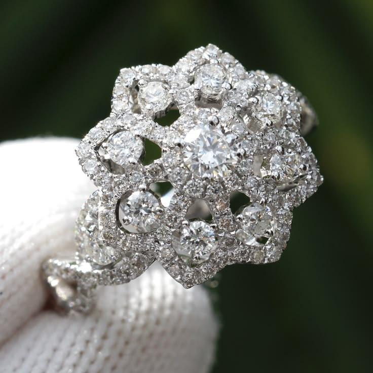 2026 New Flower Shaped Cubic Zirconia Ring for Women, 925 Silver Plated, Sparkling Hollow Luxury Engagement Wedding Jewelry Gift