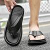 Fashion Stylish Non-Slip Real Leather Men Slippers Simple Sandals Lightweight Man Half Drag Quick Dry Men Flip Flops Outdoor Beach Shoes