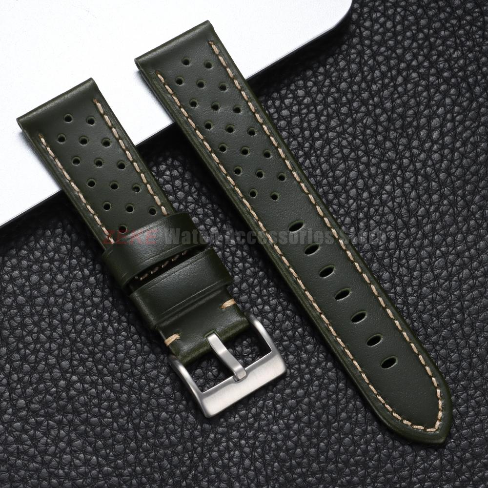 20mm 22mm Vintage Oil Wax Genuine Leather Watch Strap 18mm 24mm Universal Cowhide Watchbands Breathable Bracelet Sport Wristbelt