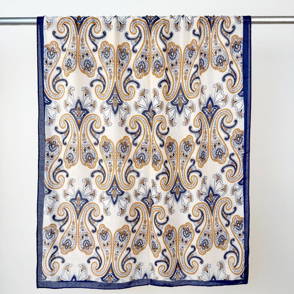 New Cotton and Linen Long Towel Travel Photography with Thin Shawl Fashionable Retro Cashew Flower Printed Long Towel