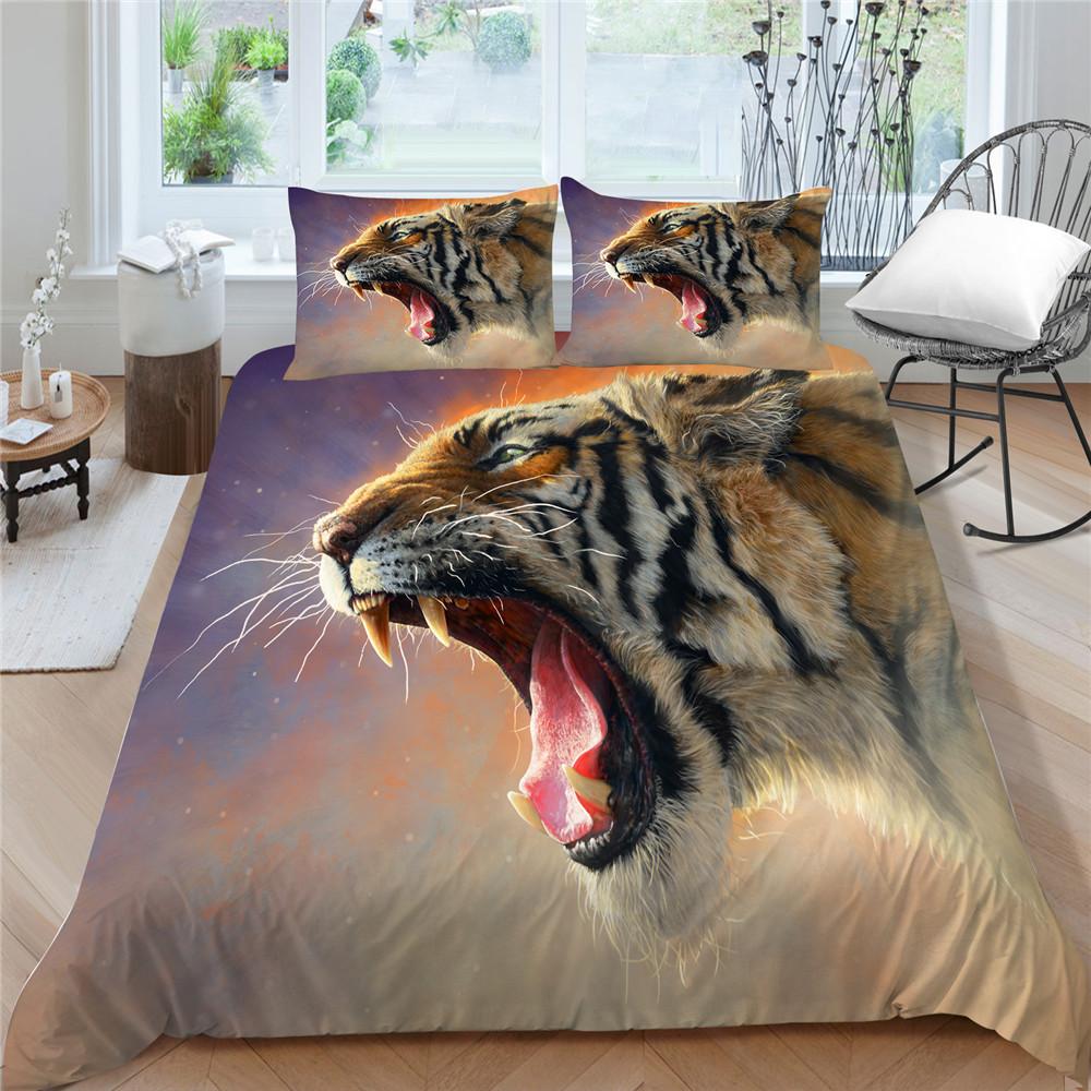 Bedding Set 3D Tiger Printed Duvet Cover Set with Pillowcase Home Textiles Bedding Cover Suit