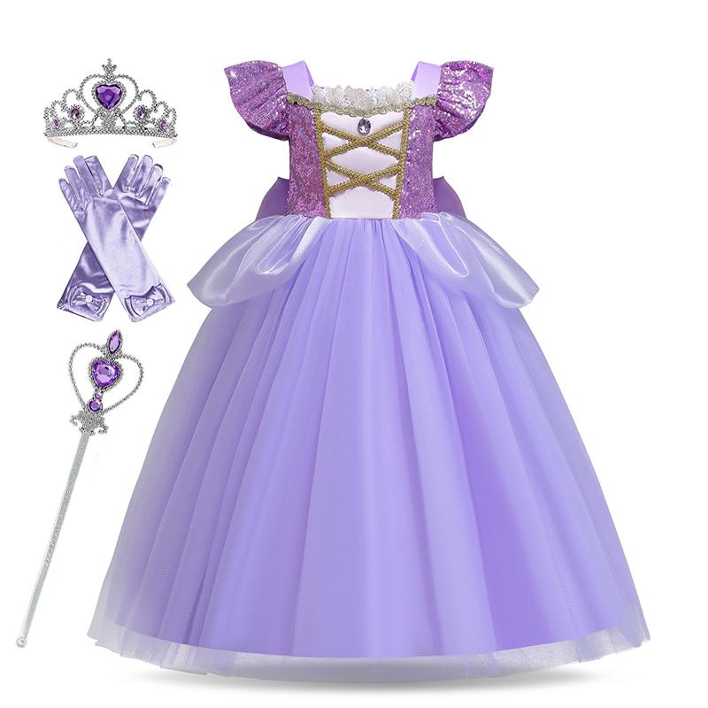 Meisjes Rapunzel Jurk Kinderen Tangled Verkleedkostuum Kinderen Carnavals Prinsessenkostuum Verjaardagsfeest Jurk Outfit Kleding Vestidos 100(2T)
