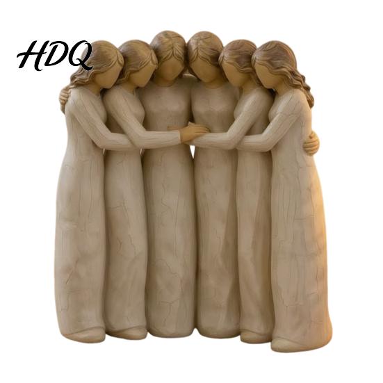 Accenti Decorativi per Davanzale Statuetta in Legno Sorellanza Scultura di Amicizia Artigianale per Soggiorno Statuette Finemente Intagliate Tavolino da Camera da Letto