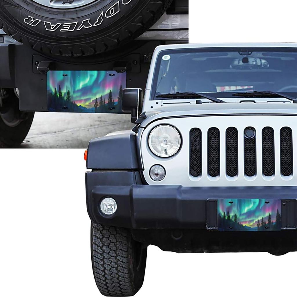 Aurora Borealis Front License Plate For Women Car Vanity Plates Decorative Aluminum Metal Cute Novelty License Plate Cover For Men 6X12 Inch (4