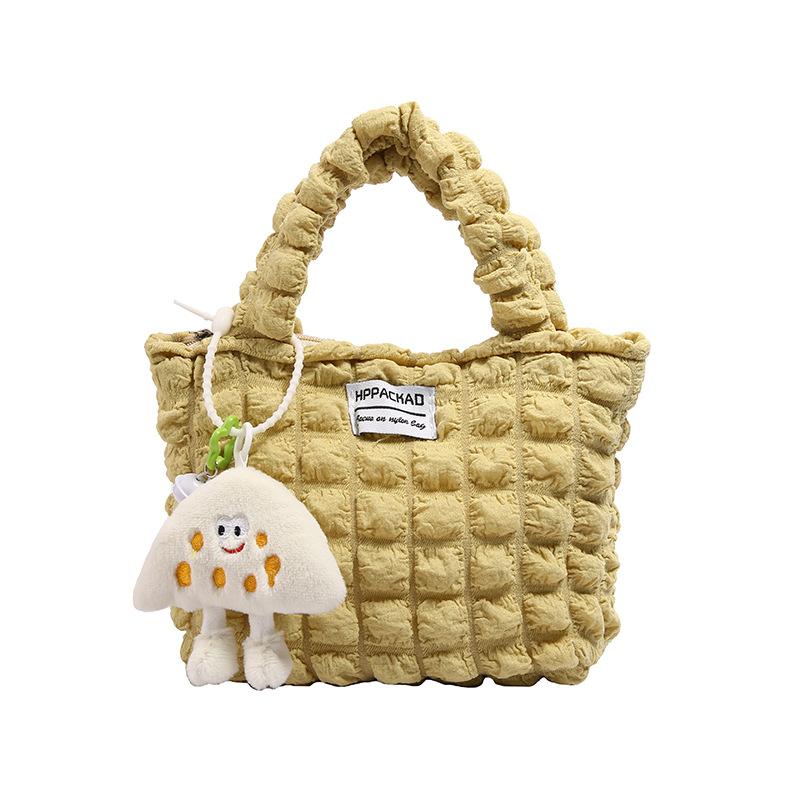 Folded cloud bag, bubble handbag going out high-value wind niche lazy wind solid color women's puff bag