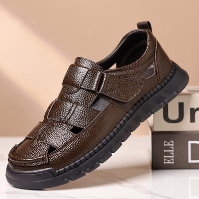 Moda Estiva Moda Uomo Sandali Scarpe Traspiranti Pelle Outdoor Sandalo Uomo Antiscivolo Sandali da Spiaggia Traforati Traspiranti Scarpe Casual