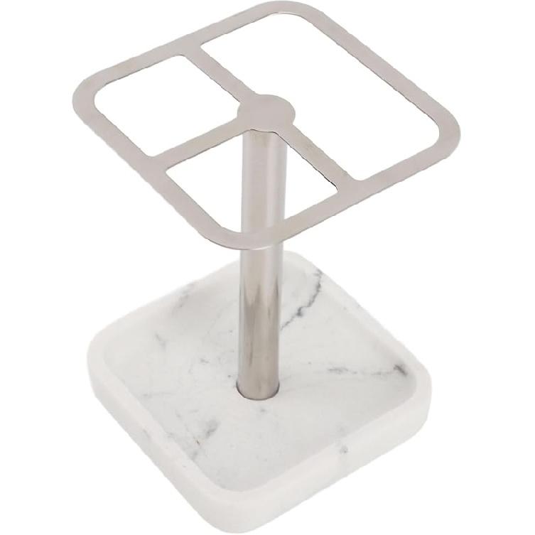 304 Stainless Steel Toothbrush Holder, Space Saving Toothpaste Storage Stand with 3 Slots for Bathroom, No Drilling Installation (Silver)