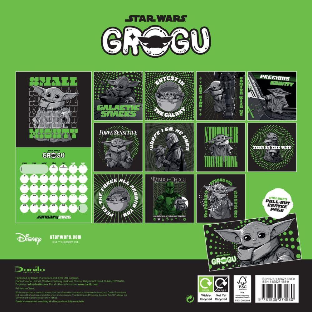 Star Wars The Mandalorian 2026 Square Grogu Wall Calendar