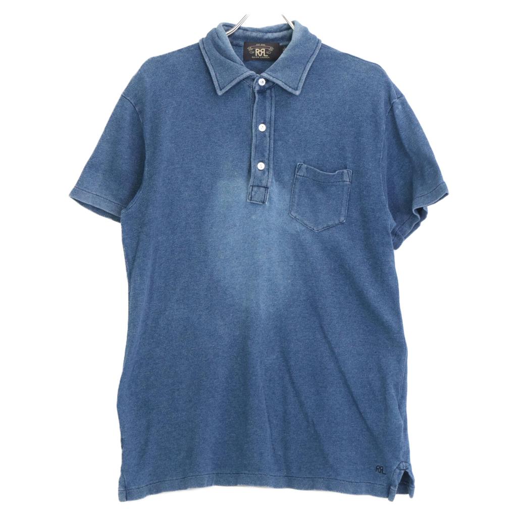 RRL Indigo Cotton Polo Shirt tops M IndigoUsed