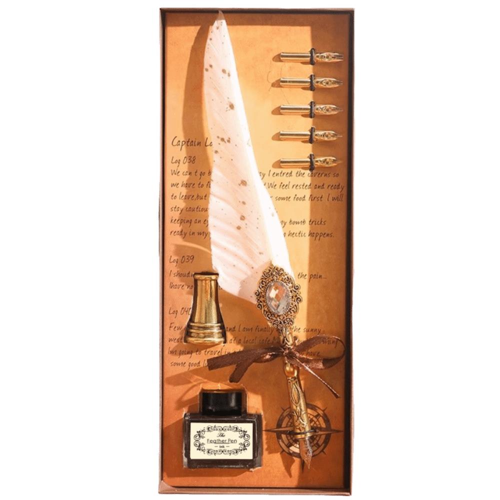 Ink-Containing Calligraphy Pen Classic Feather Shape Dip Pen Set Pen  Calligraphy Art белый
