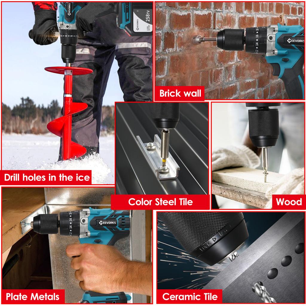 Купить Аккумуляторная дрель-шуруповерт Geevorks, 21 В, максимальный ...