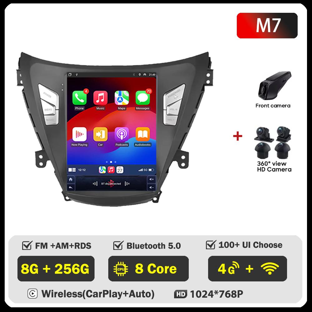 Car Radio 9.7 Inch For Hyundai Elantra Avante I35 2011-2013 Carplay Vertical Screen Wireless Android Auto GPS Tesla Style