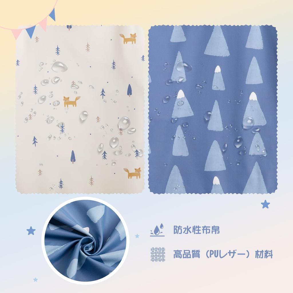 Baby Food Long For Months of Mountain [Little Dimsum] Apron, Sleeve, Waterproof, Baby, Nursery, Kindergarten, 6-36 (Set 2) (Snowy & Fox)