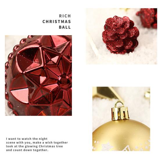 70Pcs/Box Assorted Merry Christmas Ornament Shatterproof Xmas Ball Star Tree Topper Hanging Stocking Snowflake Holiday Party Decoration