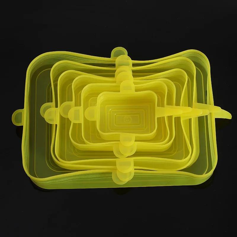 Sechsteiliges Set Stretch Frischhalteabdeckung Schüsselabdeckung für Kühlschrank und Mikrowelle Versiegelte Frischhaltefolie