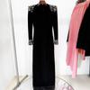 2025 Celebrity Style Long Sleeve Gemstone Rhinestone Formal Gown