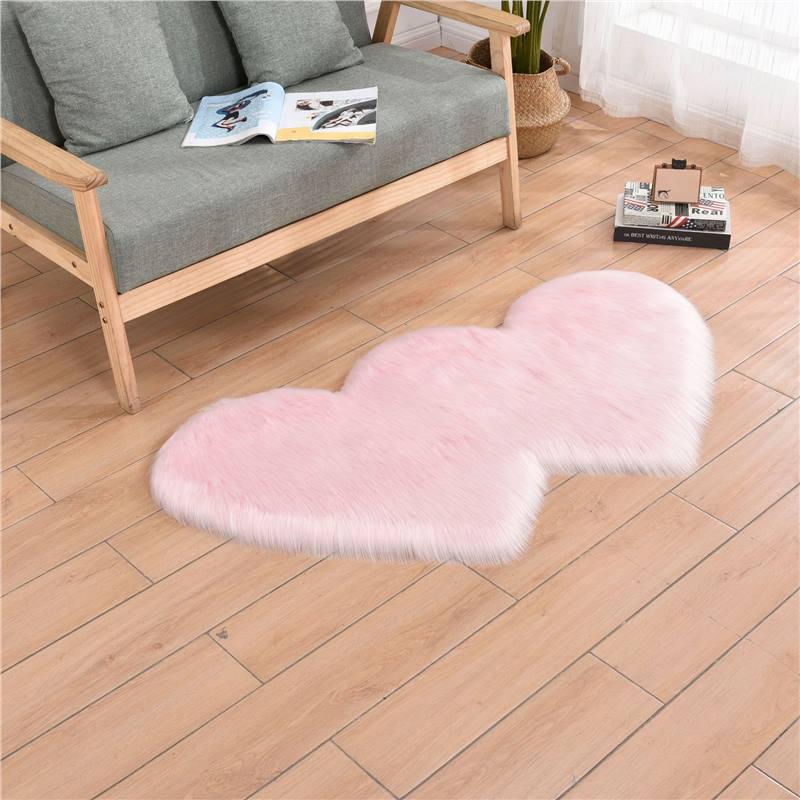 Simple Faux Wool Irregular Bedside Rug for Bedroom and Living Room
