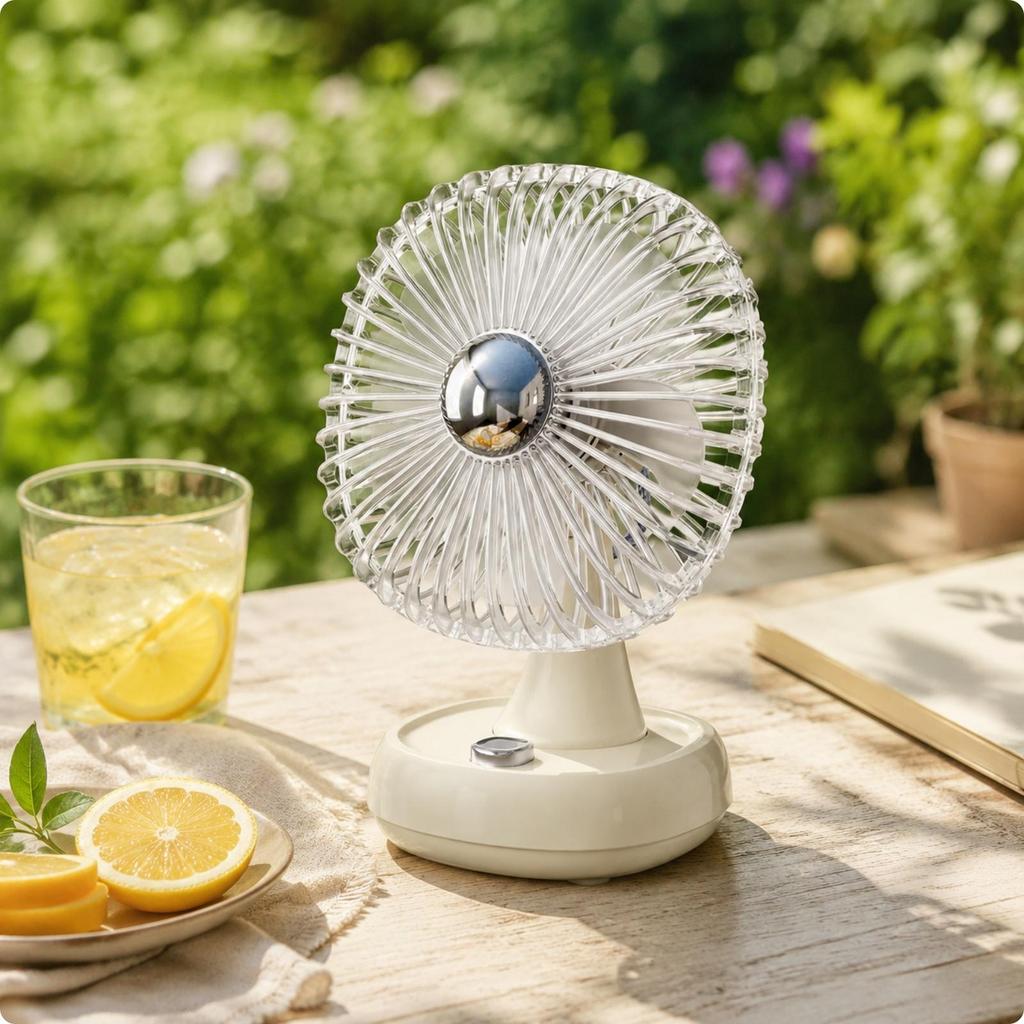 Mini Desktop Cooling Fan with Ambient Decorative Brightness 4-Setting Compact