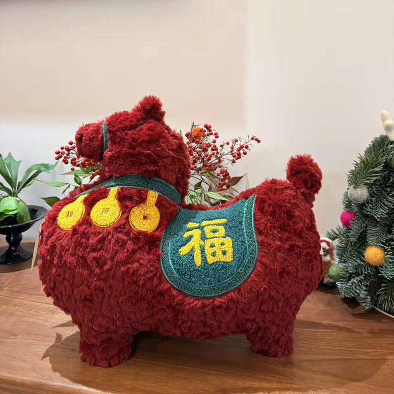 Traditional Zodiac Horse Plush Cushion With Embroidered Cartoon Design For New Year Gift красный
