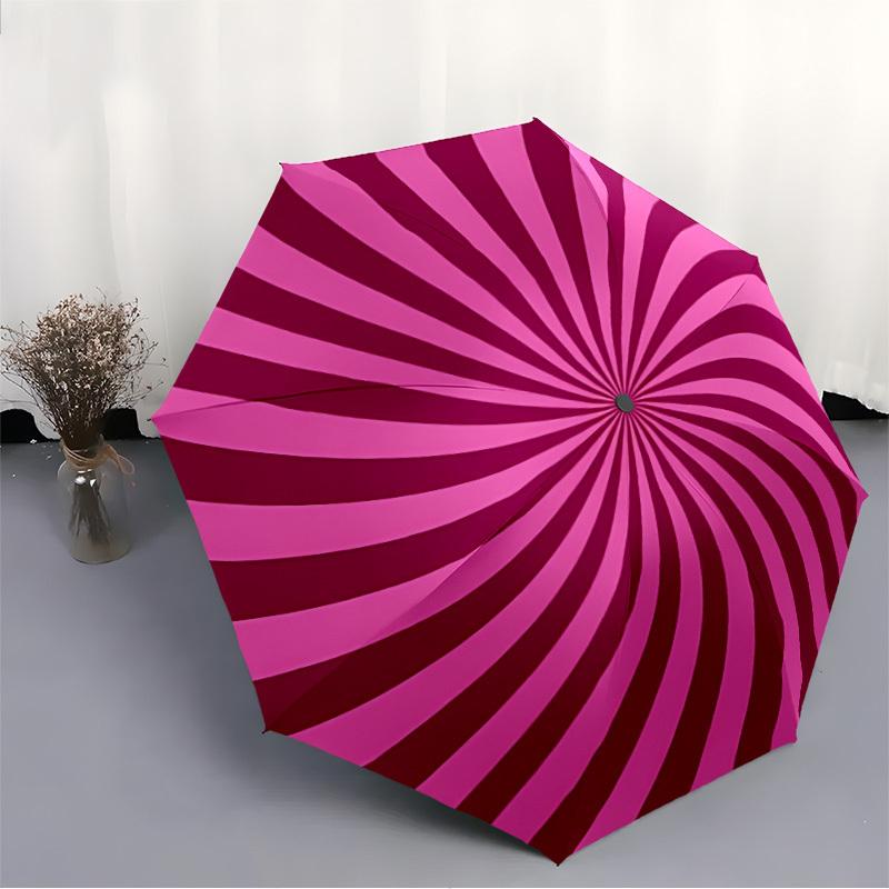 1pc Spiral Pattern Automatic Folding Umbrella - 8-Rib Compact Travel Umbrella Durable & Portable for Outdoor Use, Perfect Gift013