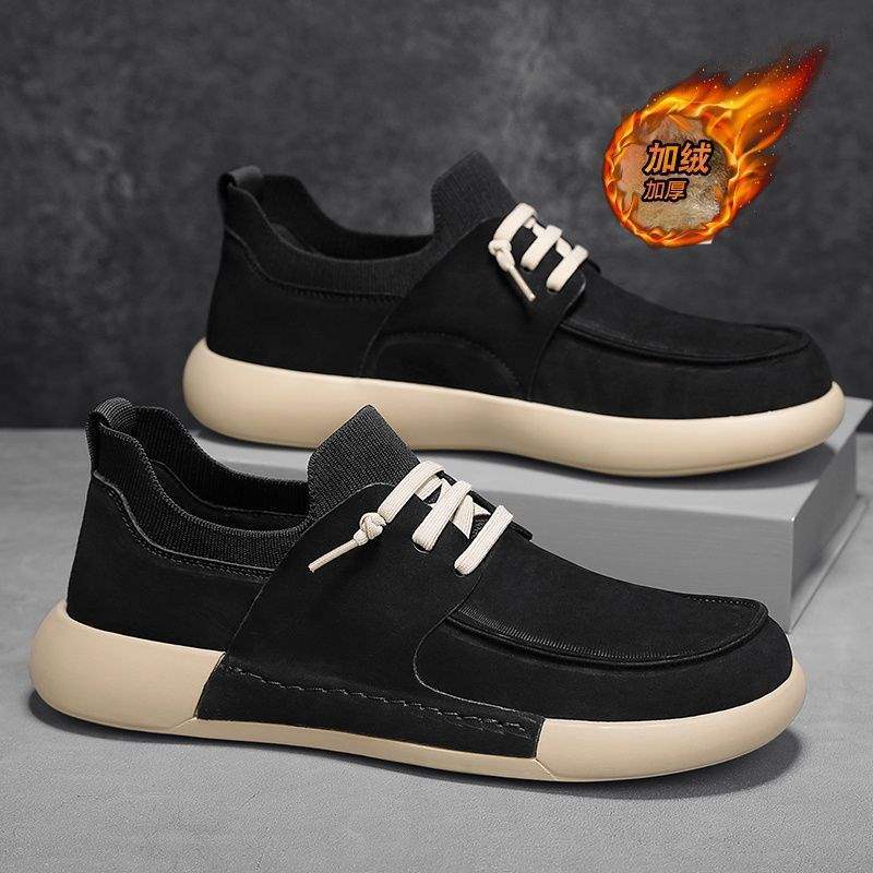 Broken size winter board shoes velvet thickened cotton shoes warm versatile men's shoes waterproof leather casual sports shoes snow boots