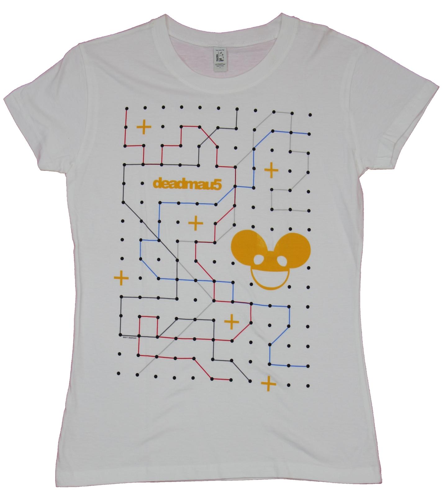 Deadmau5 Girls Juniors T-Shirt - Dot Lines Head Maze Pic M