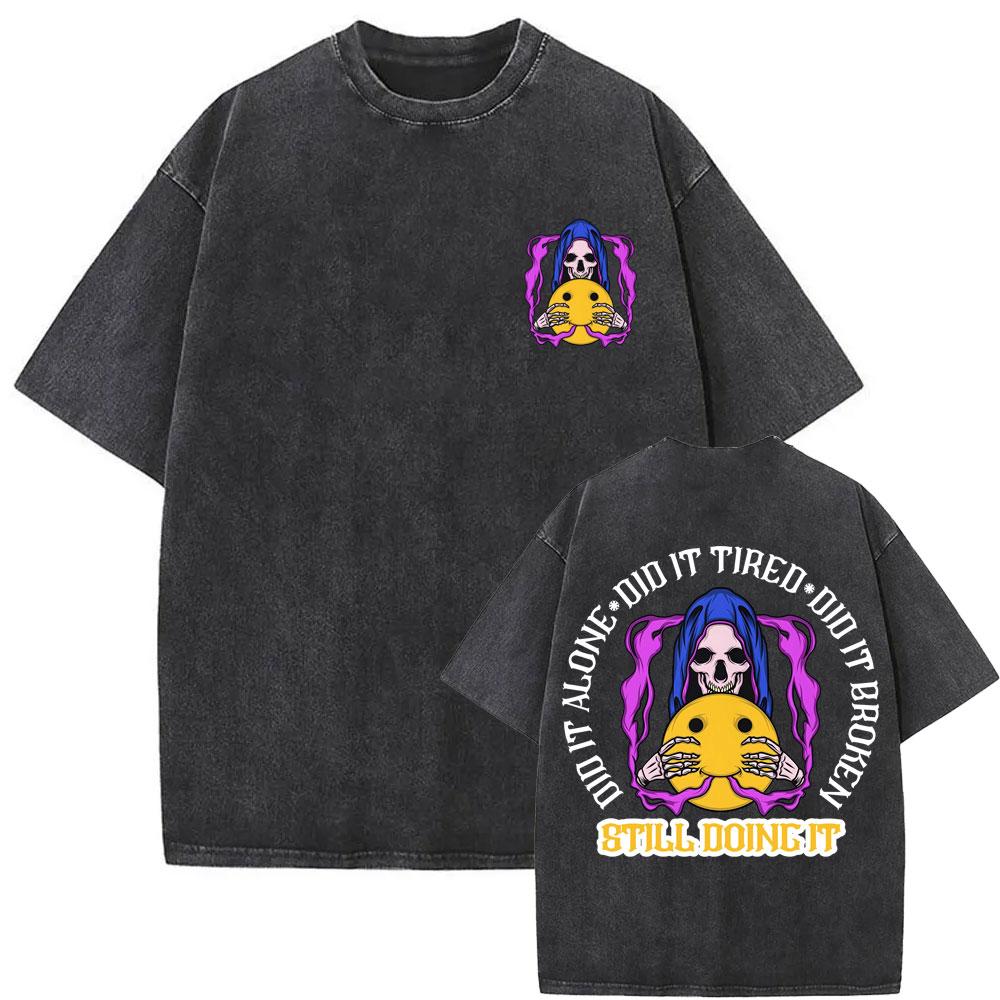 Did It Broken Still Doing It Skeleton Gym Pump Cover T Shirt Washed Vintage Men Women Funny Fitness Oversized T-shirt Streetwear S разноцветный