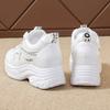 Thick-soled inner height-increasing women's leather surface spring new versatile casual sports shoes