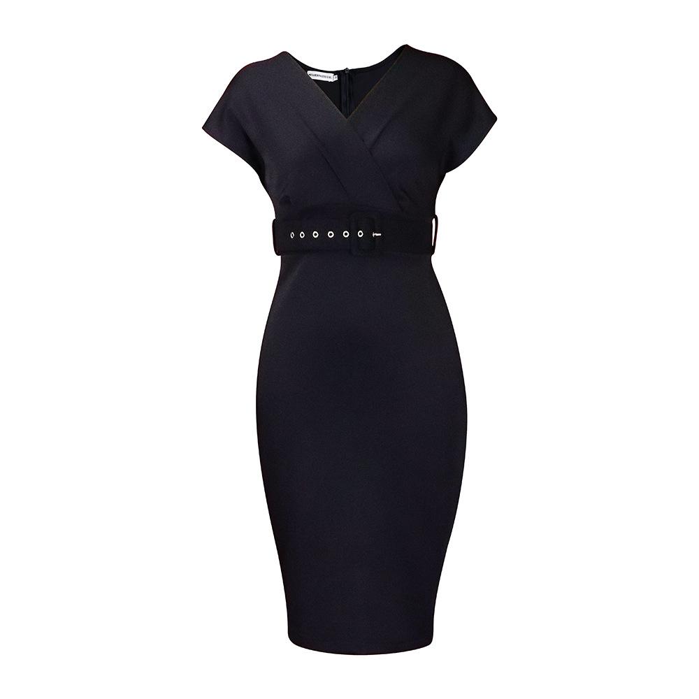 

Африканська жіноча тонка сукня великого розміру з V-подібним вирізом - європейська та американська мода Medium чорний