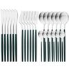 White Gold 24Pcs Cutlery Set Matte Dinnerware Western Flatware Knife Fork Spoons Stainless Steel Silverware Kitchen Tableware Set