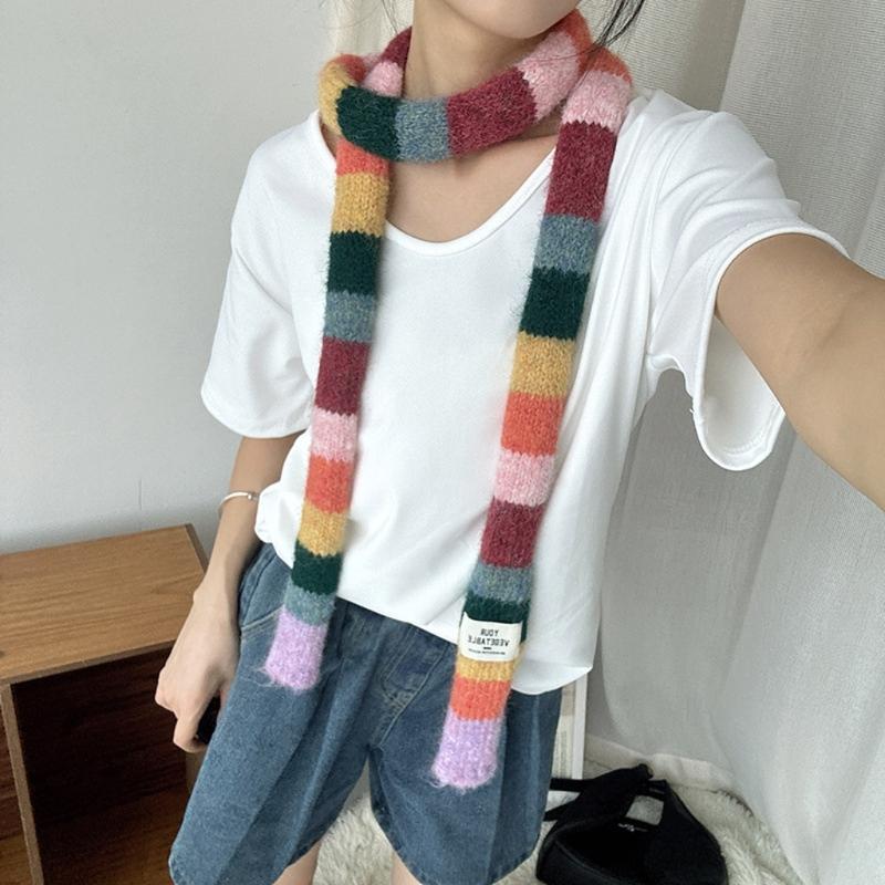 Colorblocks Striped Scarf Soft Comfortable Scarves Autumn Winter Neckerchief for Autumn and Winter Comfortable