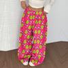 Women's Casual Christmas Print Elastic Waist Loose Fit With Plush Wide Leg Pants