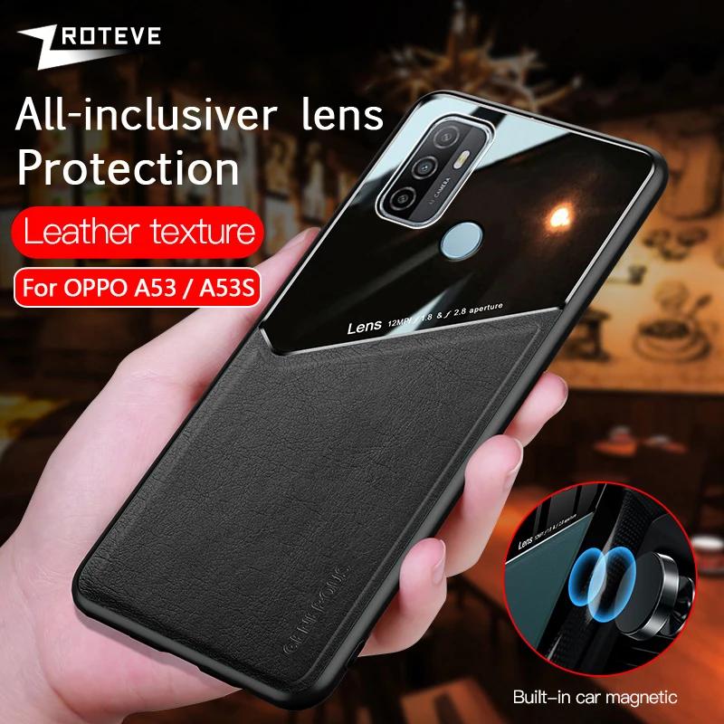 For OPPOA53S Case PU Leather Car Magnetic Hard PC Cover For OPPO A53 S A53S A33 A32 A11S OPPOA53 OPPOA33 Phone Cases